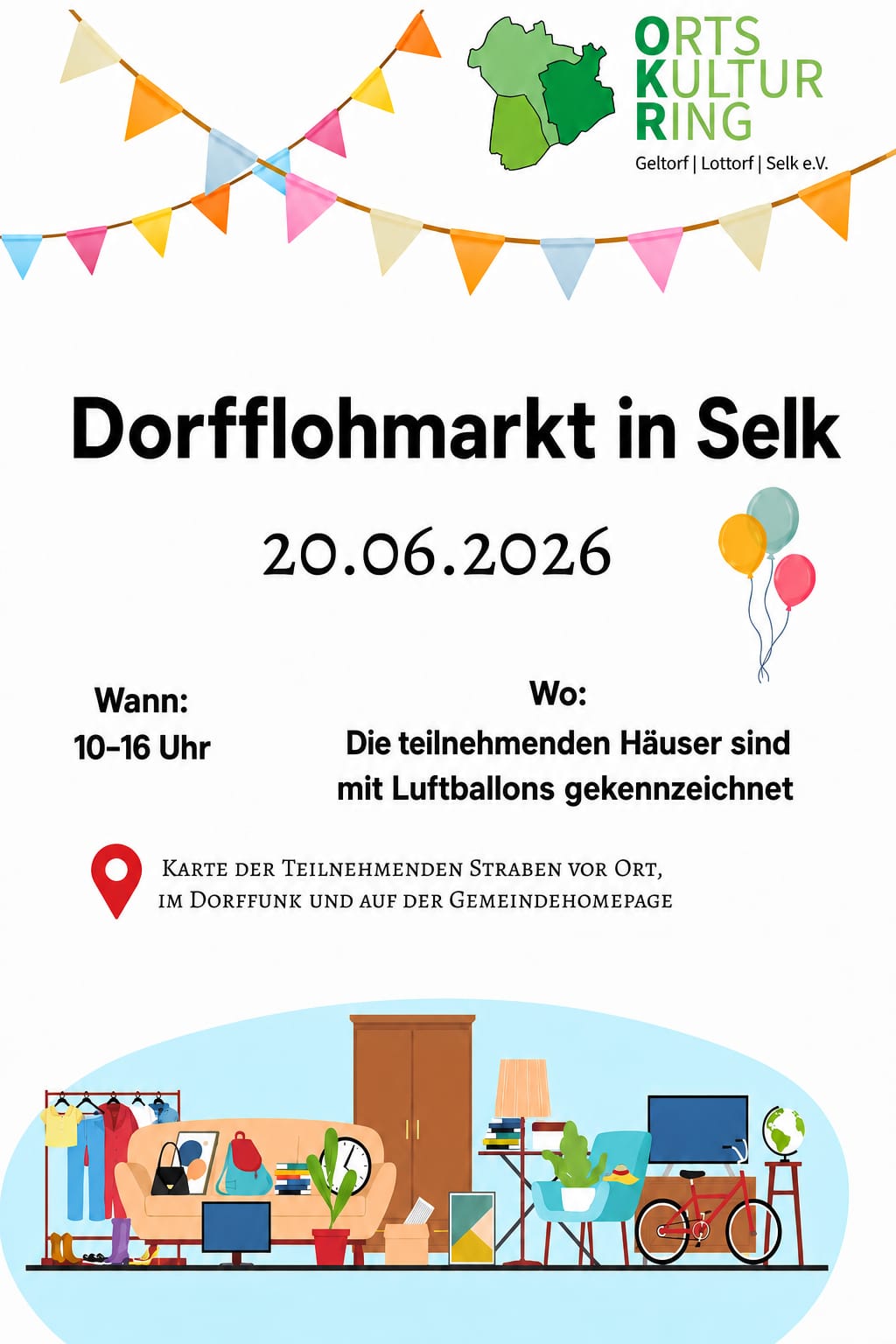 Poster für Dorfflohmarkt Selk