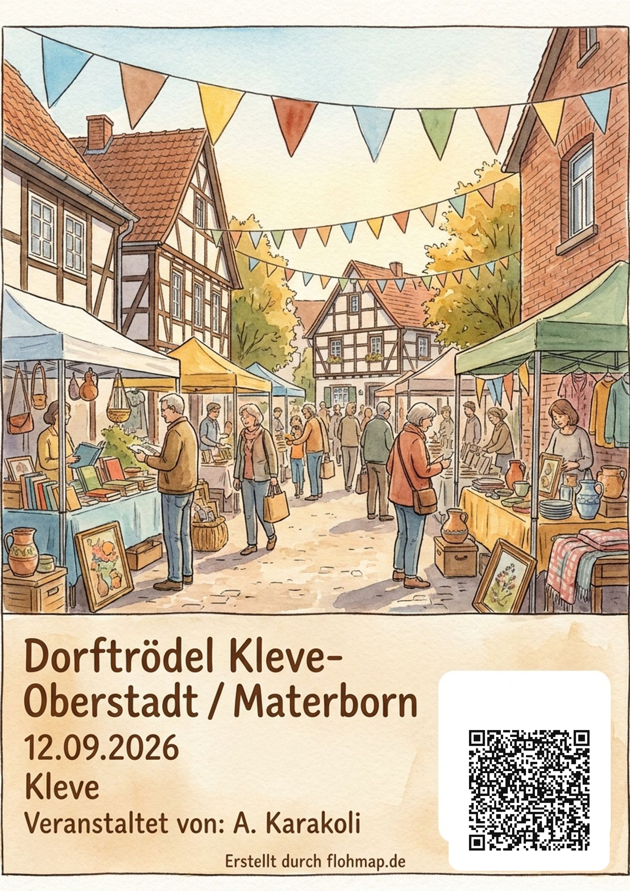 Poster für Dorftrödel Kleve- Oberstadt / Materborn