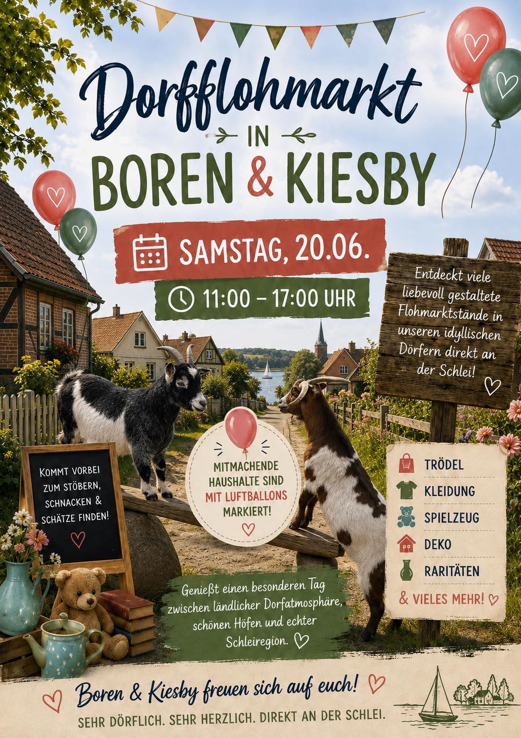 Poster für Dorfflohmarkt - Boren & Kiesby