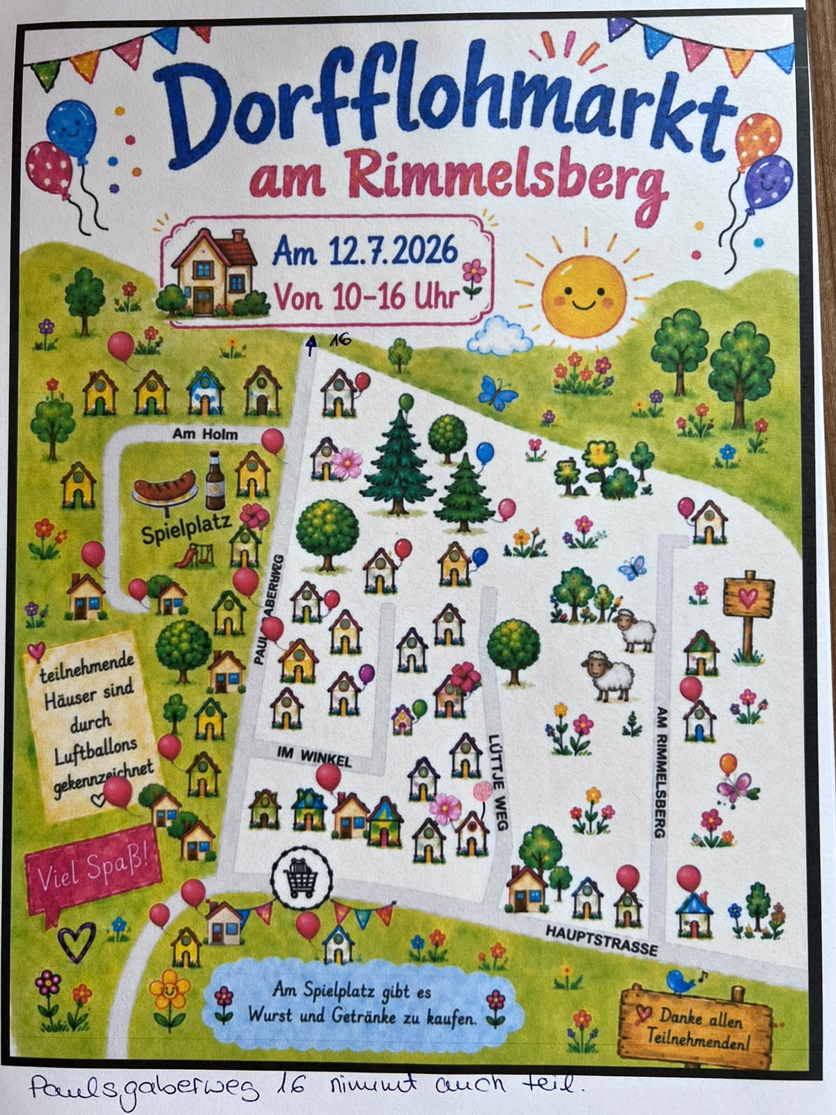 Poster für 1. Dorfflohmarkt am Rimmelsberg (Jörl)