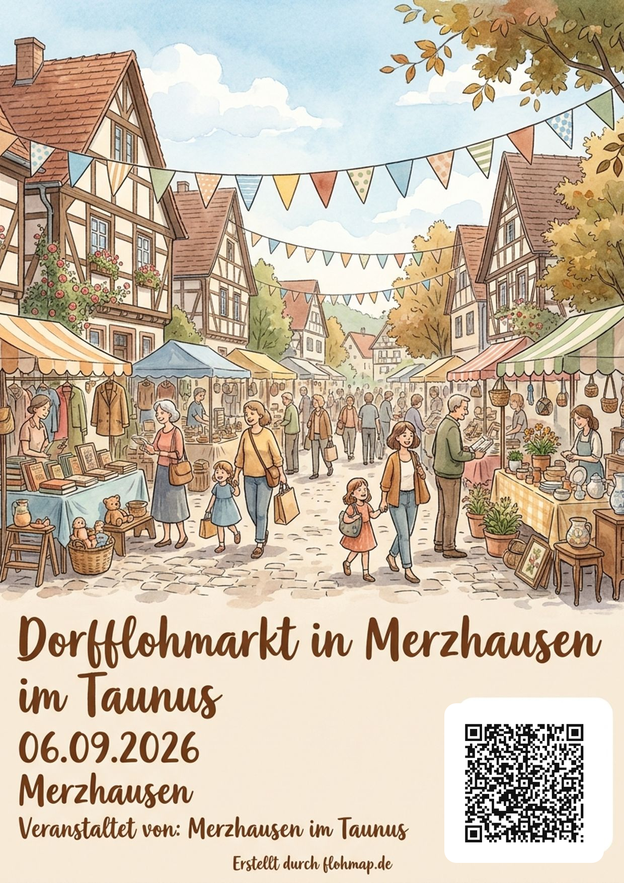 Poster für Dorfflohmarkt in Merzhausen im Taunus