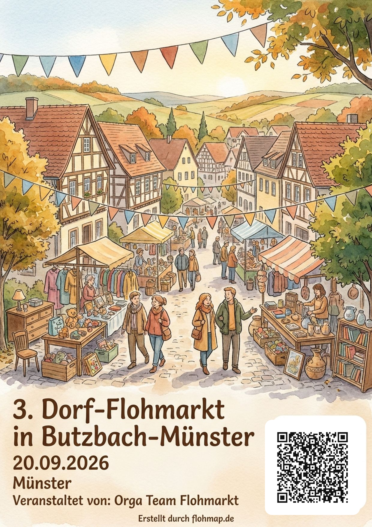 Poster für 3. Dorf-Flohmarkt in Butzbach-Münster