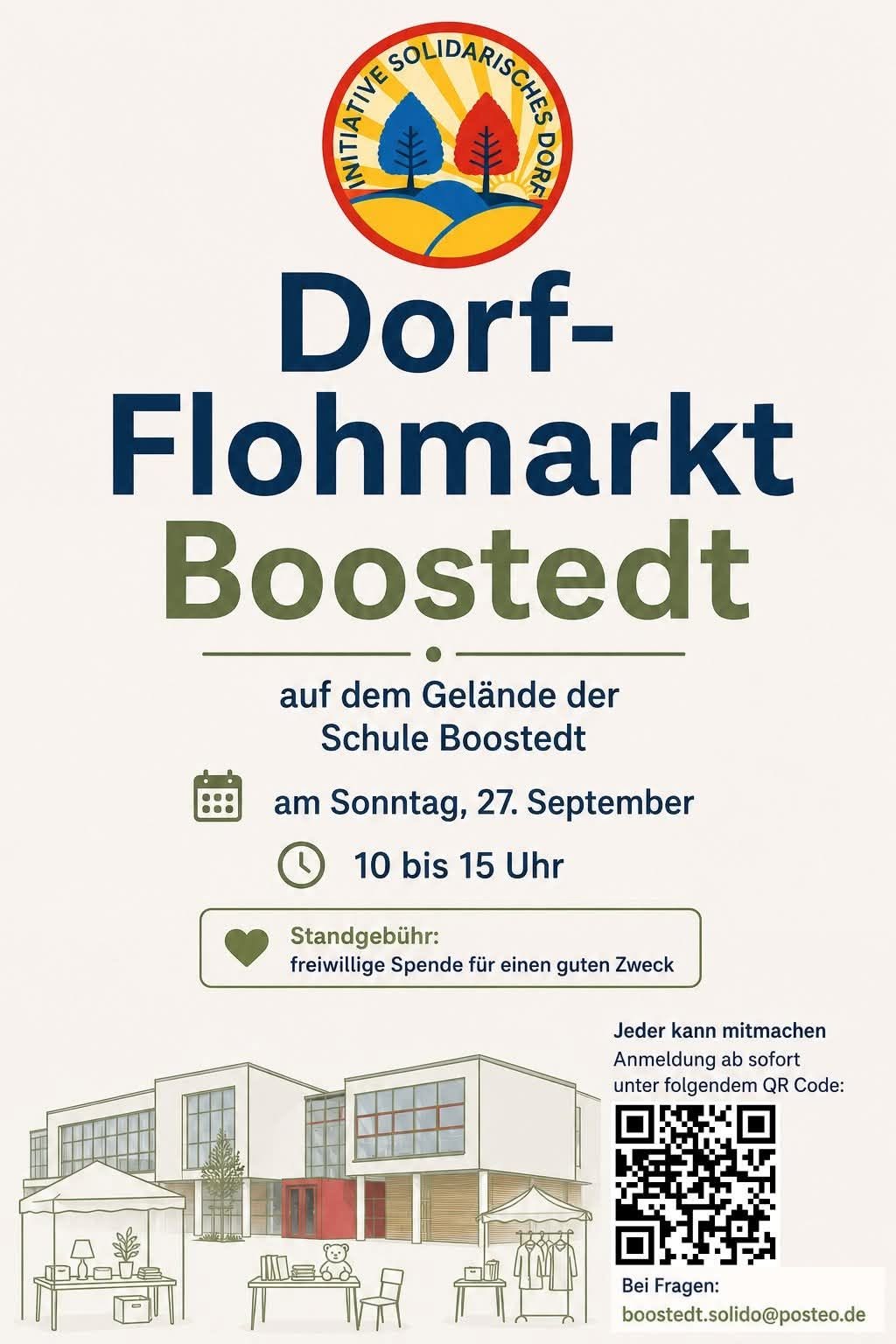 Poster für Flohmarkt in Boostedt auf dem Schulgelände